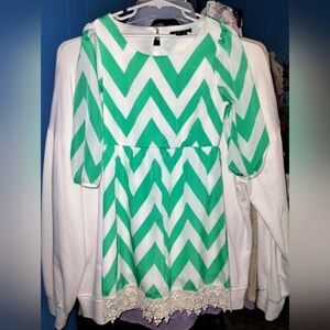 Girls Chevron Dress with Lace Hem